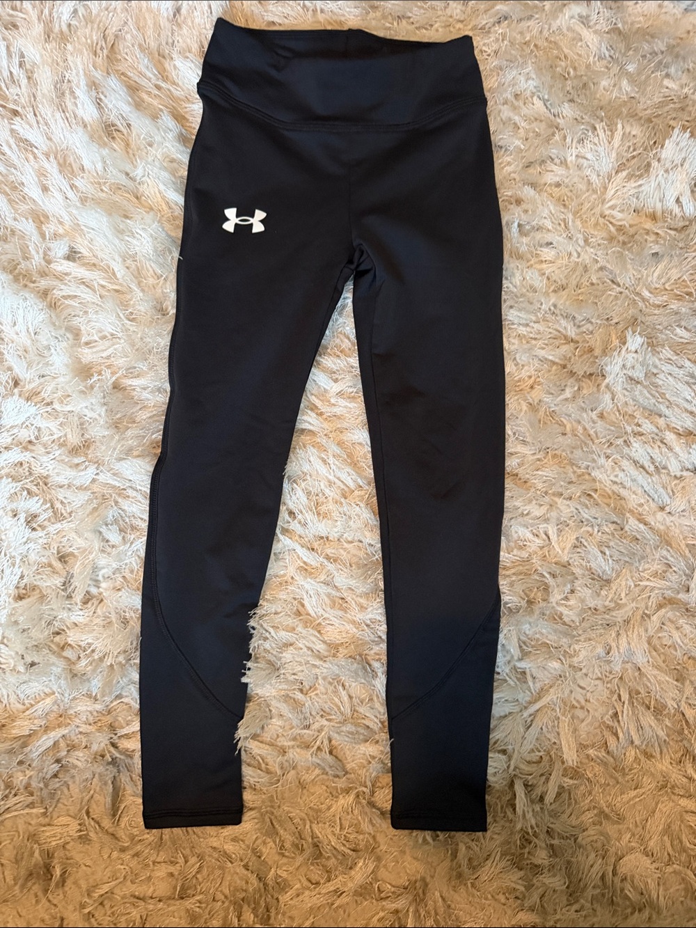 Under Armour Black Girls' Athletic Leggings with White Logo